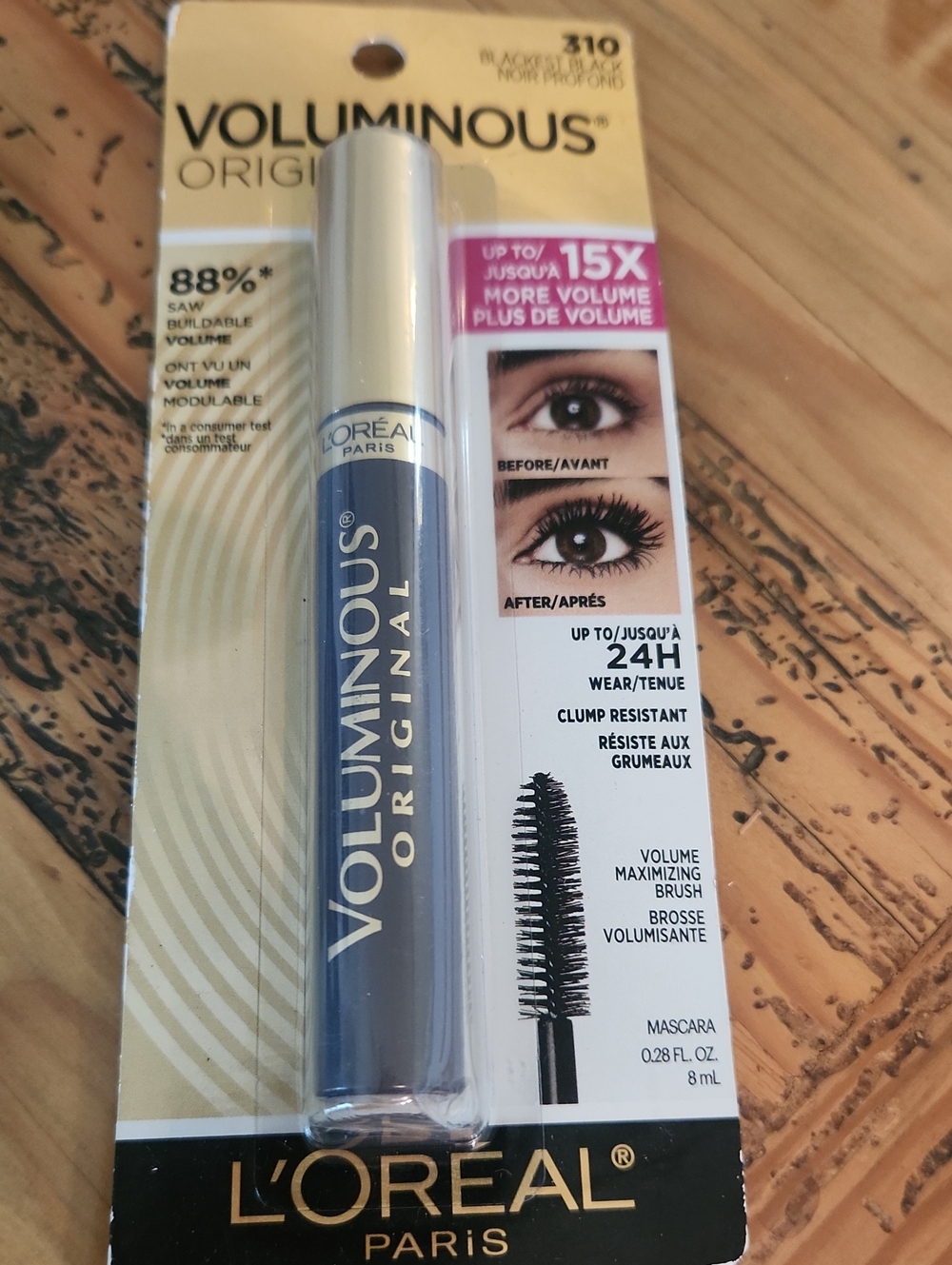 L'Oreal Paris Voluminous Original Mascara, Blackest Black 0.28 Fl Oz New Unseal